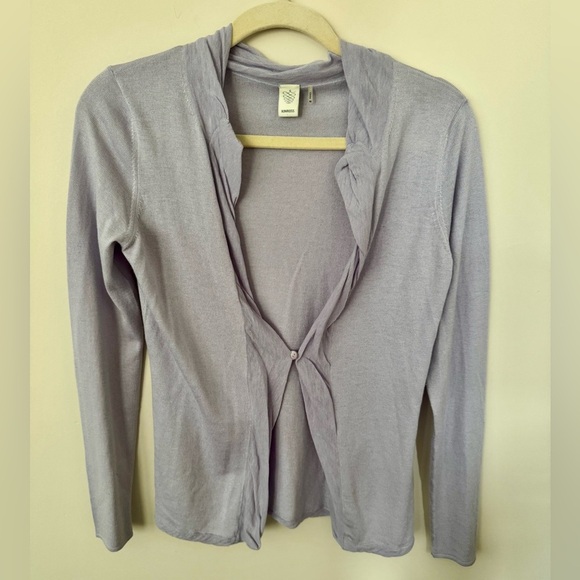 Kinross Women’s XS Light Lavender One Button Cardigan Silk Cashmere - Picture 1 of 7